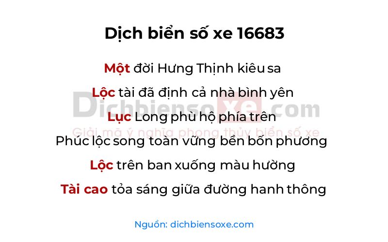 Dịch thơ biển số 16683