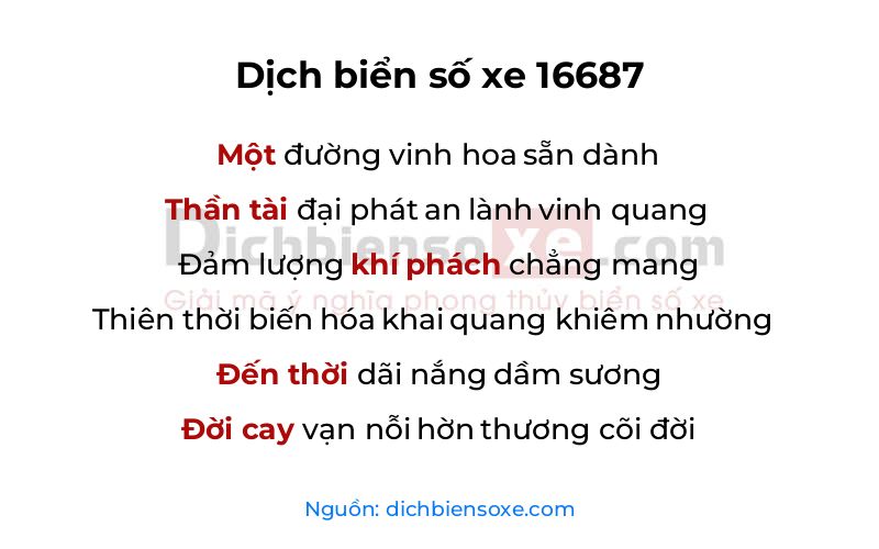 Dịch thơ biển số 16687
