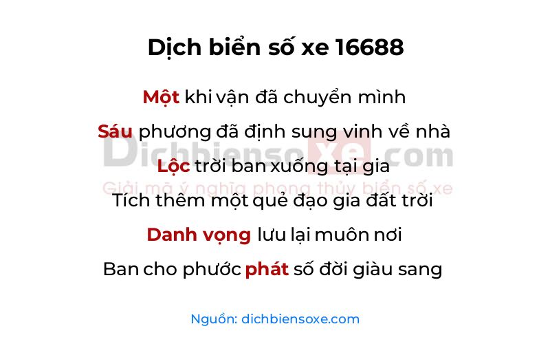 Dịch thơ biển số 16688