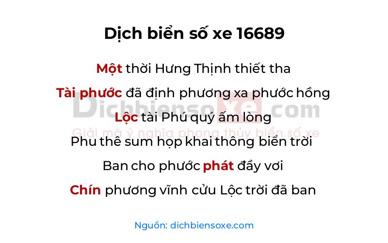 Dịch thơ biển số 16689