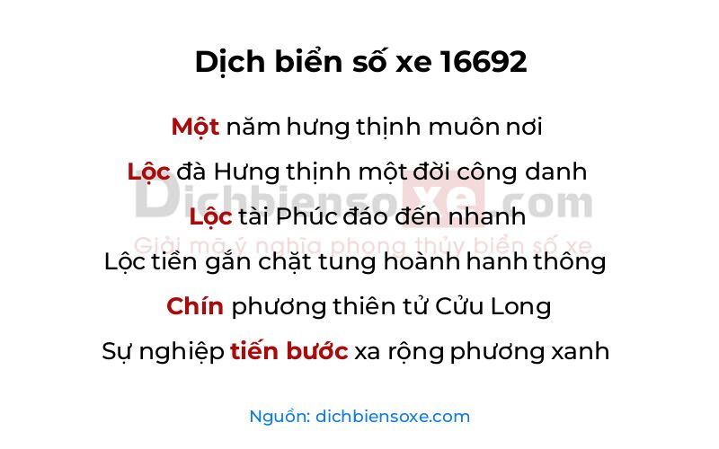 Dịch thơ biển số 16692