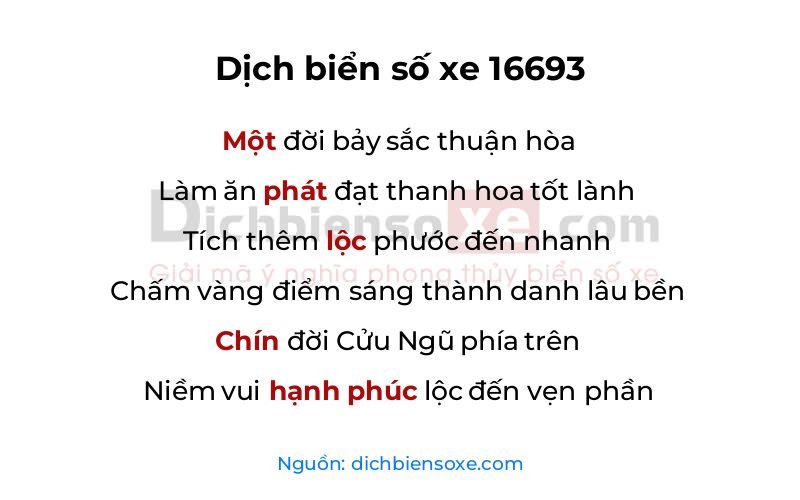 Dịch thơ biển số 16693