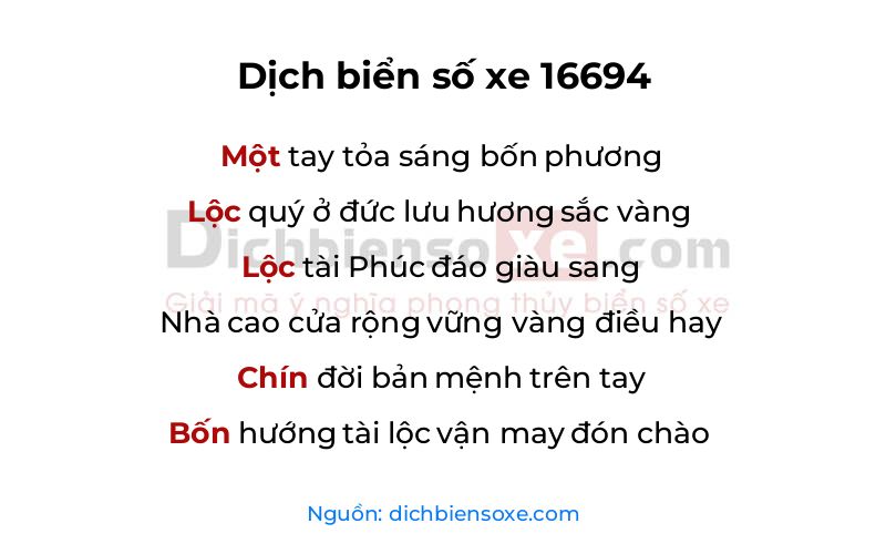 Dịch thơ biển số 16694