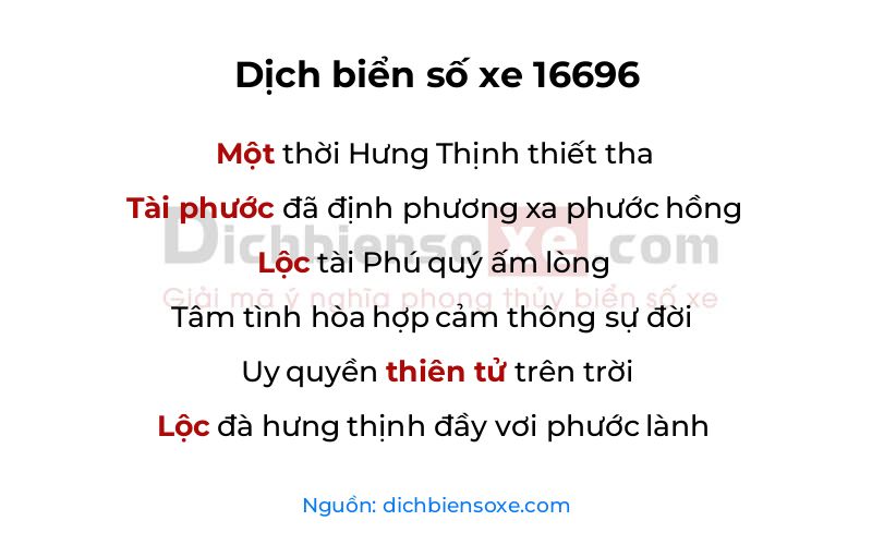 Dịch thơ biển số 16696