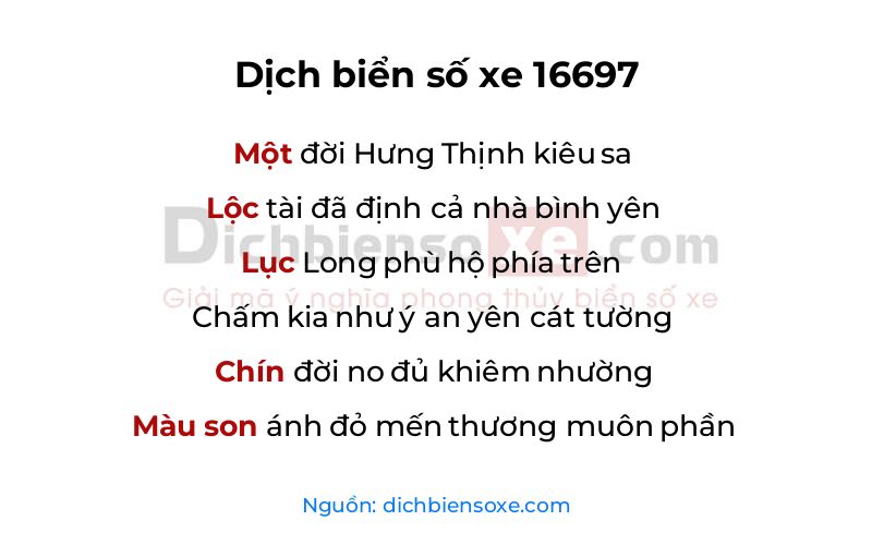 Dịch thơ biển số 16697