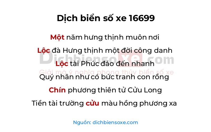 Dịch thơ biển số 16699