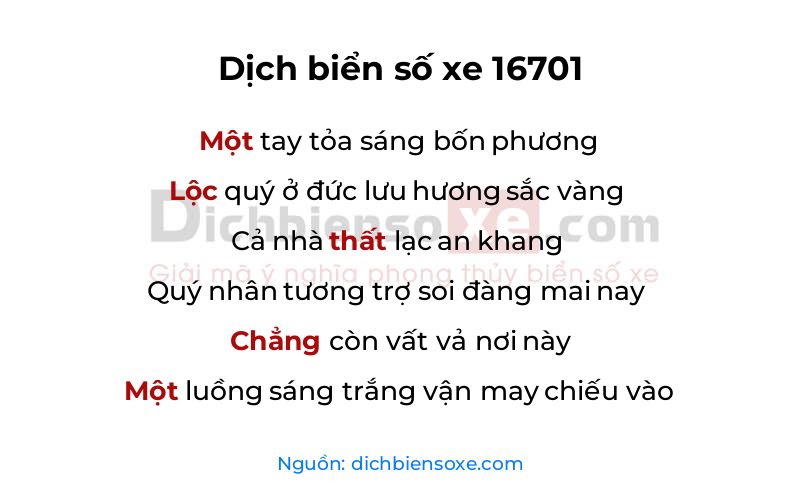 Dịch thơ biển số 16701