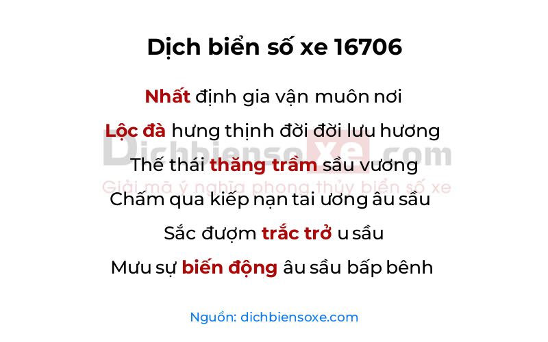 Dịch thơ biển số 16706