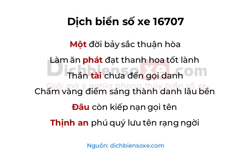 Dịch thơ biển số 16707
