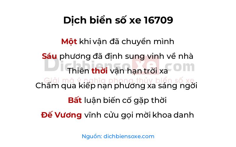 Dịch thơ biển số 16709