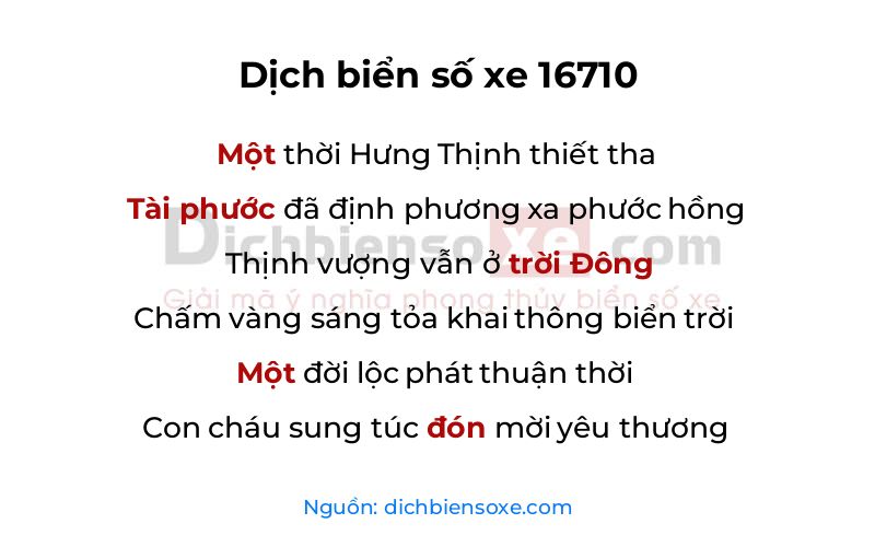 Dịch thơ biển số 16710