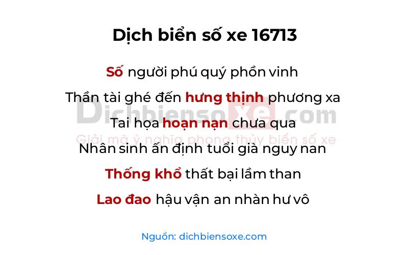 Dịch thơ biển số 16713