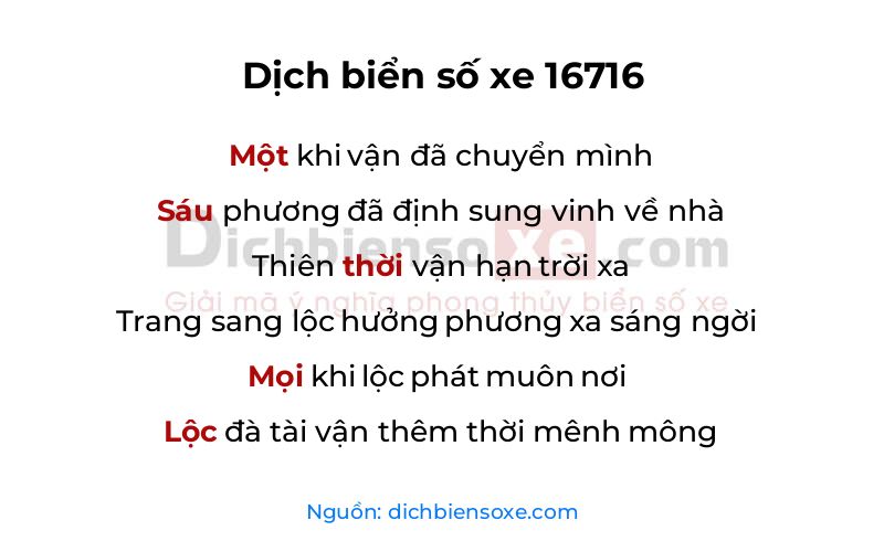 Dịch thơ biển số 16716