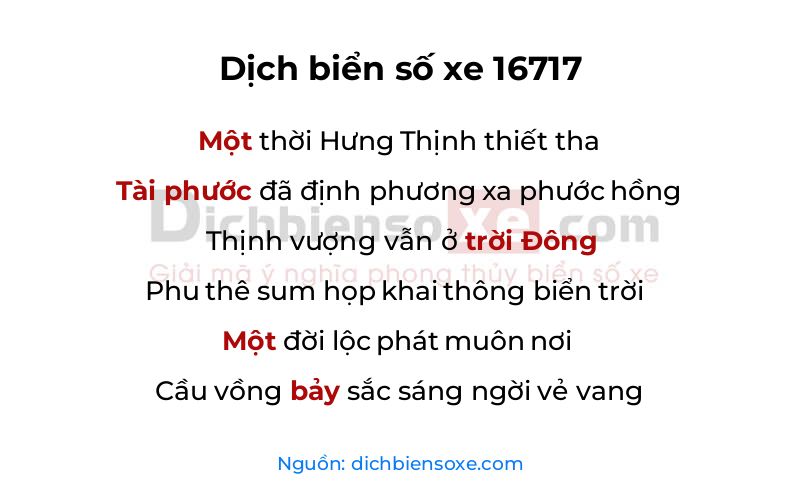 Dịch thơ biển số 16717