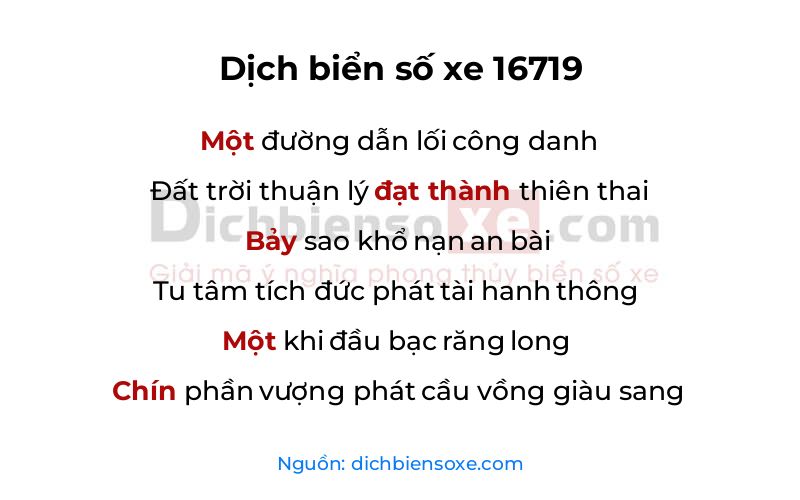 Dịch thơ biển số 16719