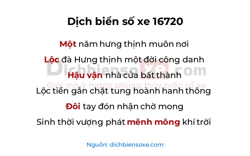 Dịch thơ biển số 16720