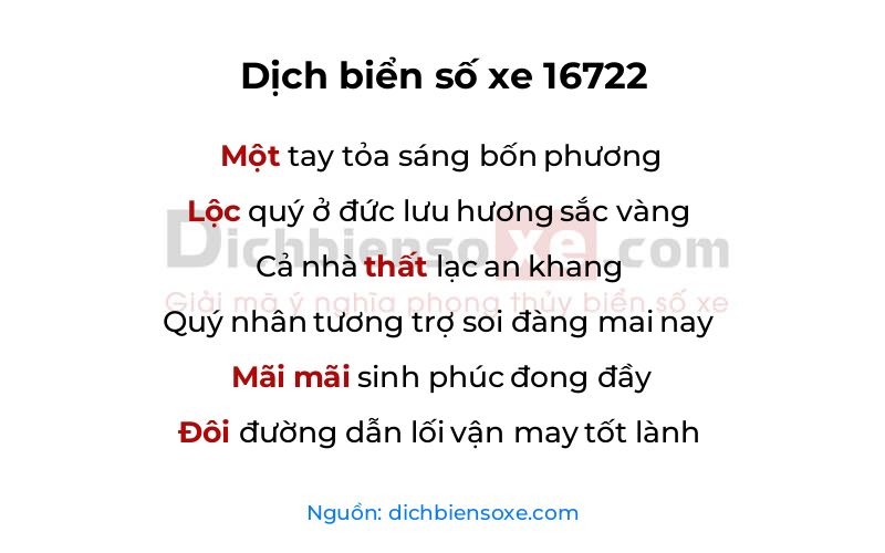 Dịch thơ biển số 16722