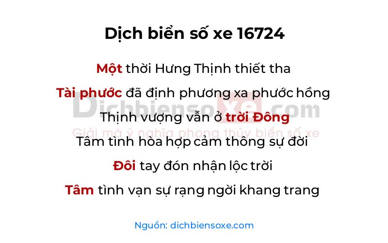 Dịch thơ biển số 16724