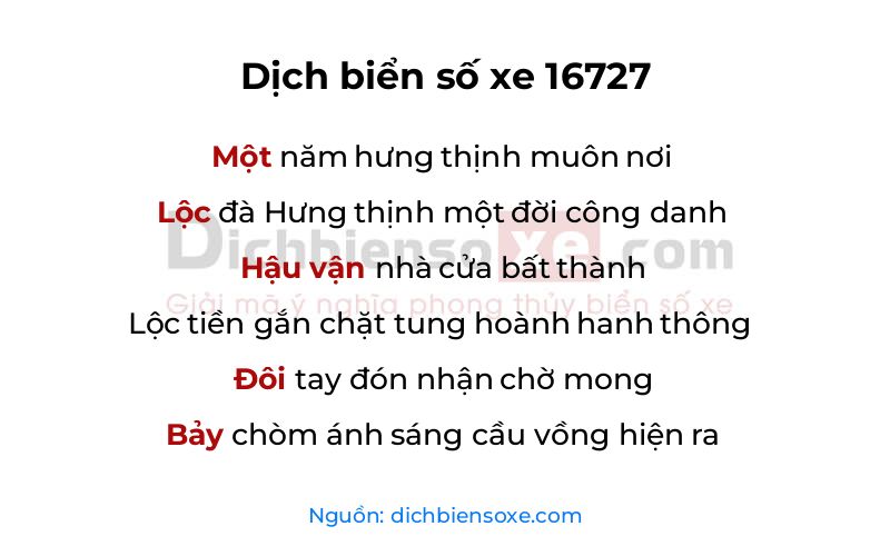 Dịch thơ biển số 16727