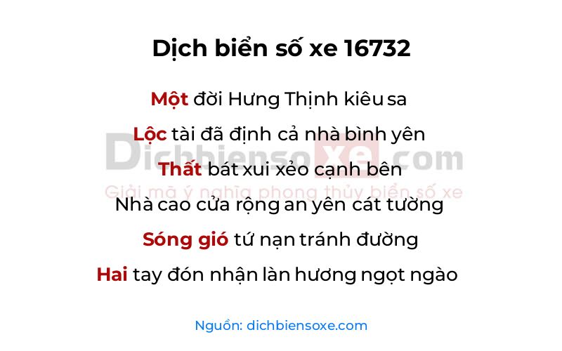 Dịch thơ biển số 16732