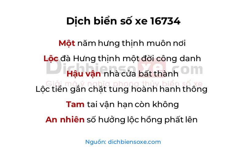 Dịch thơ biển số 16734