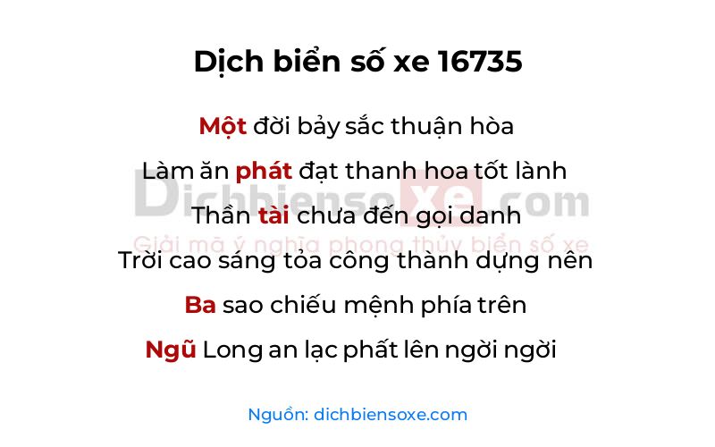 Dịch thơ biển số 16735