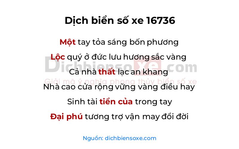Dịch thơ biển số 16736