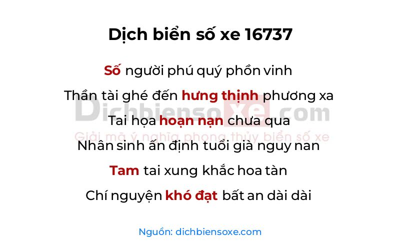 Dịch thơ biển số 16737