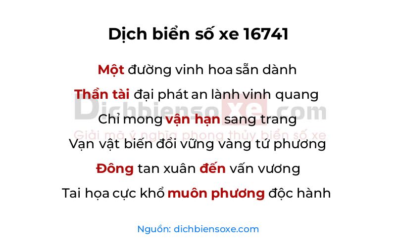 Dịch thơ biển số 16741