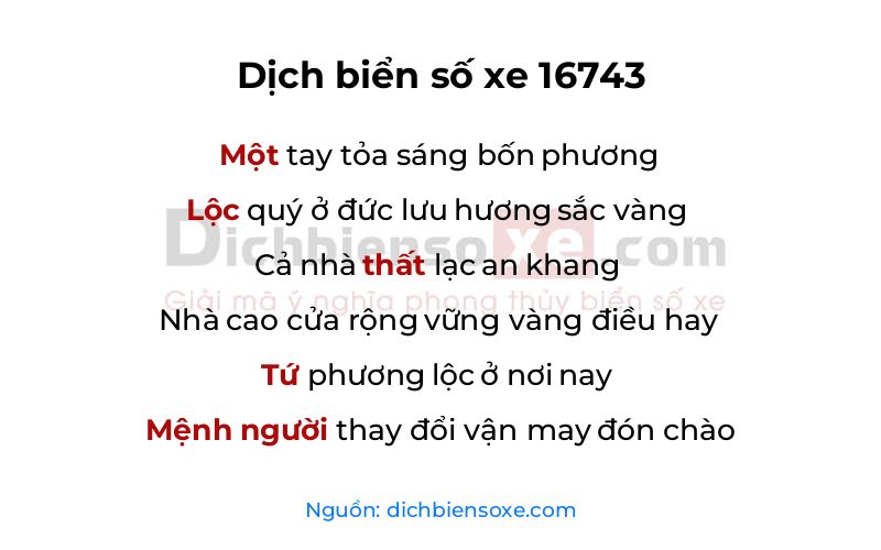 Dịch thơ biển số 16743