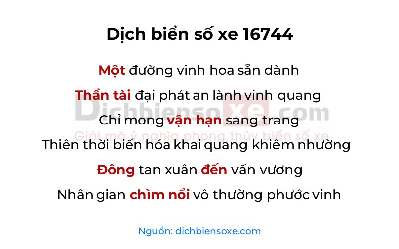 Dịch thơ biển số 16744