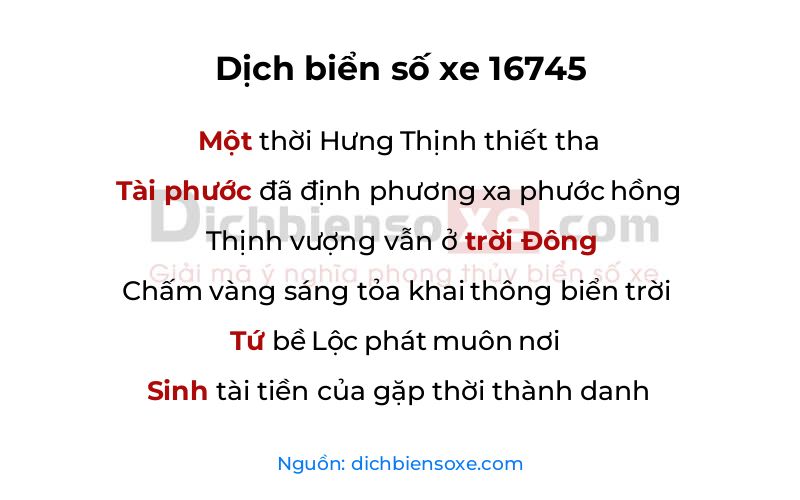 Dịch thơ biển số 16745
