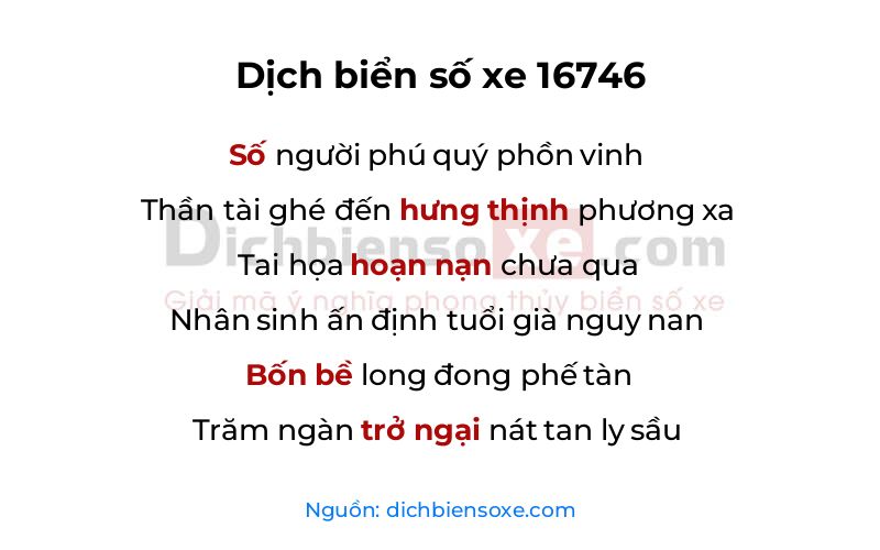 Dịch thơ biển số 16746
