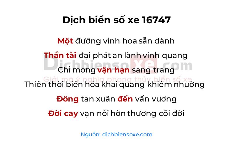 Dịch thơ biển số 16747