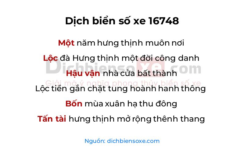 Dịch thơ biển số 16748