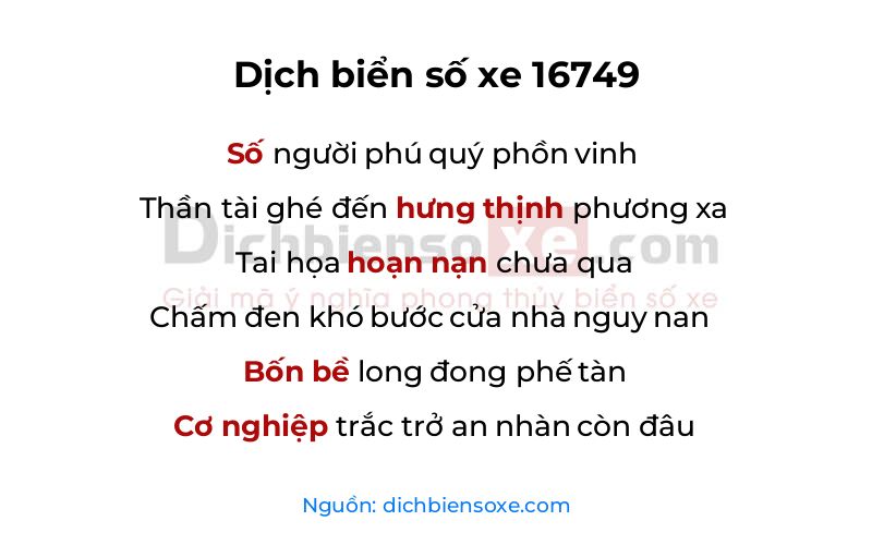 Dịch thơ biển số 16749