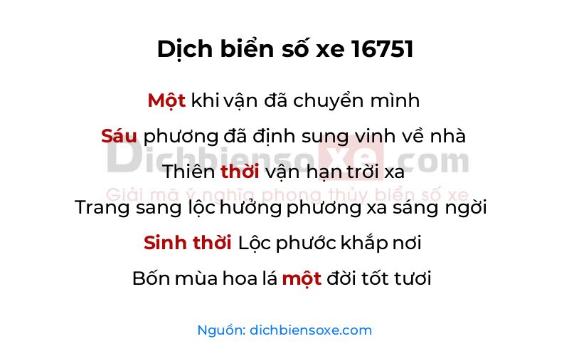 Dịch thơ biển số 16751