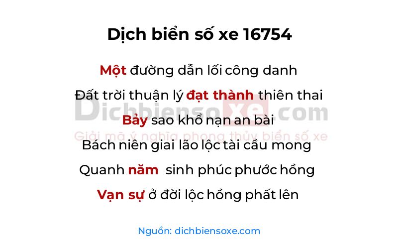 Dịch thơ biển số 16754