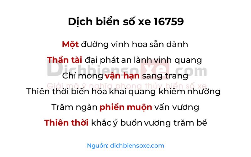 Dịch thơ biển số 16759