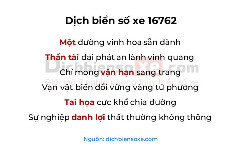 Dịch thơ biển số 16762