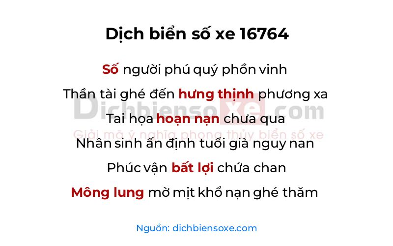 Dịch thơ biển số 16764
