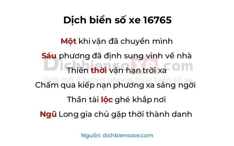 Dịch thơ biển số 16765