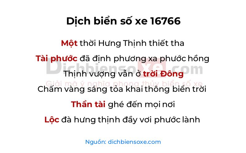 Dịch thơ biển số 16766