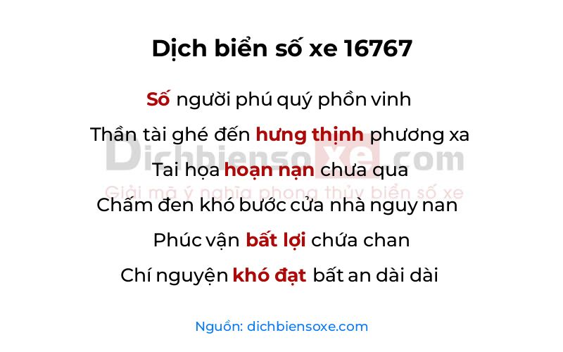 Dịch thơ biển số 16767