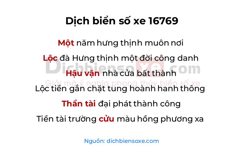 Dịch thơ biển số 16769