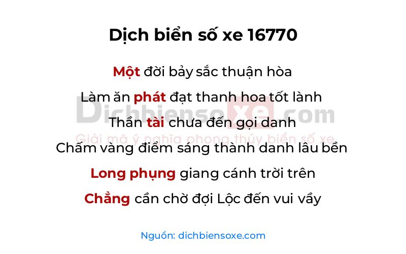 Dịch thơ biển số 16770