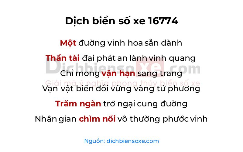 Dịch thơ biển số 16774