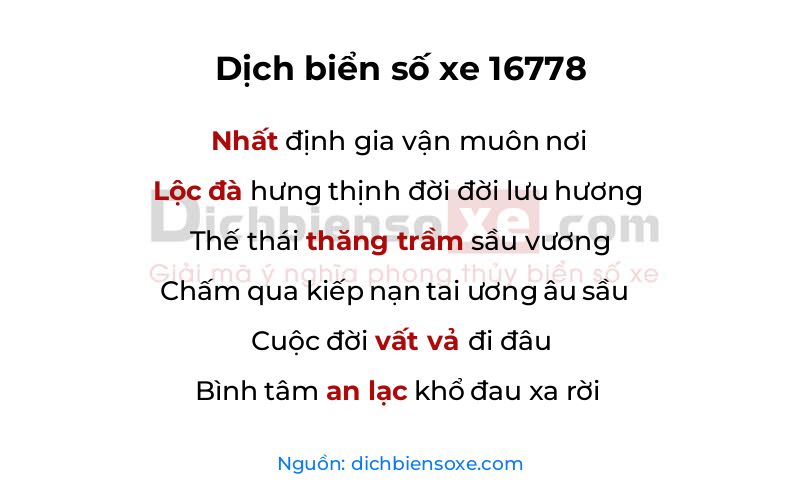 Dịch thơ biển số 16778