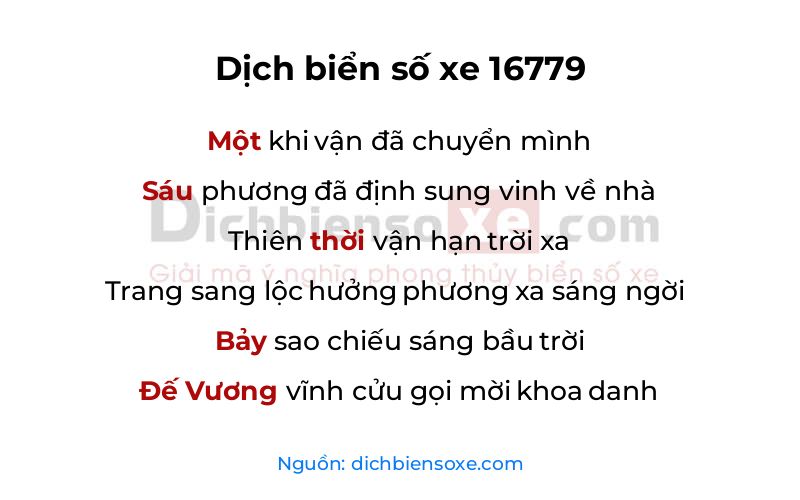 Dịch thơ biển số 16779