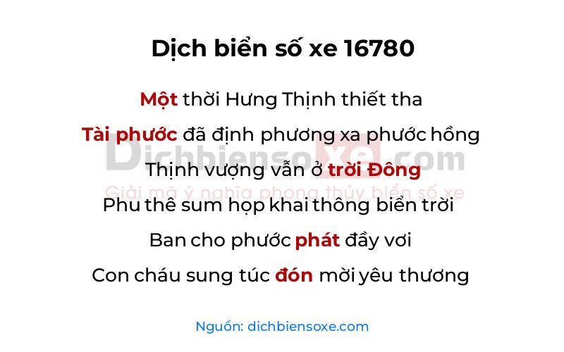 Dịch thơ biển số 16780